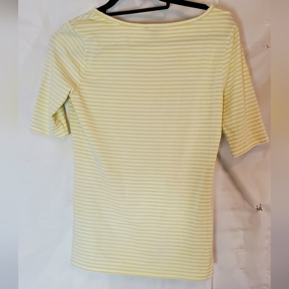 Halogen Short Sleeve Tee Horizontal Stripes in Size Small Lime and White. - Picture 2 of 4